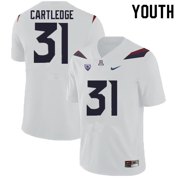 Youth #31 Trey Cartledge Arizona Wildcats College Football Jerseys Sale-White - Click Image to Close